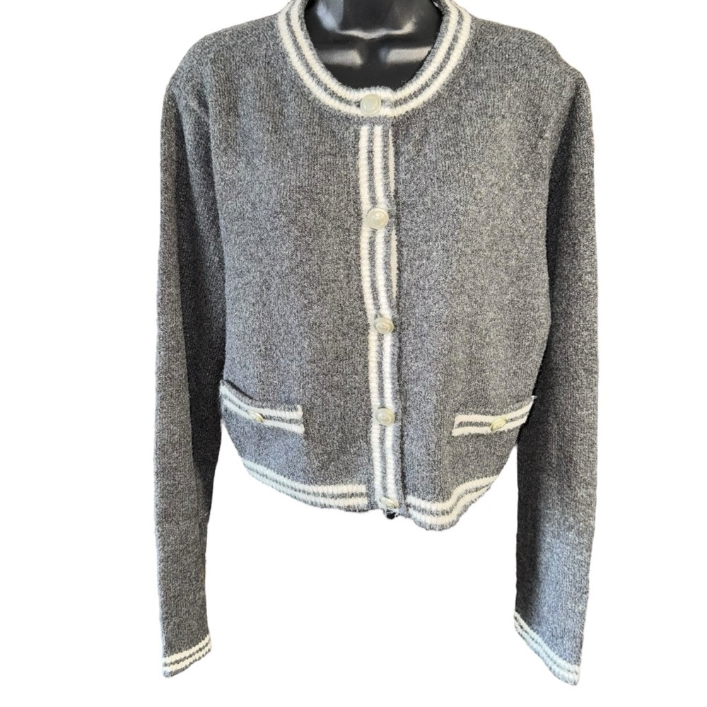American Eagle Gray Knit Button Front Cardigan Sweater Women’s Large Soft